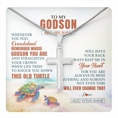 Stainless Cross Necklace Stainless Steel | 1 | Personalized To My Godson Gifts Necklace From Godmother Uncle Whenever Turtle Unique Birthday Gifts For Godson Graduation Christmas Gift Box Message Card | https://teecentury.