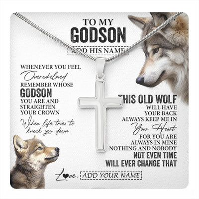 Stainless Cross Necklace Stainless Steel | 1 | Personalized To My Godson Gifts Necklace From Godmother Uncle Whenever Wolf Unique Birthday Gifts For Godson Graduation Christmas Custom Gift Box Message Card | https://teecentury.