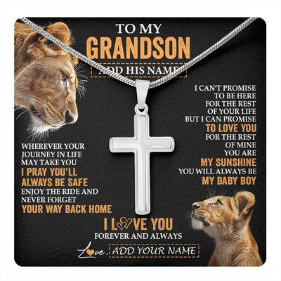Stainless Cross Necklace Stainless Steel | 1 | Personalized To My Godson Gifts Necklace From Godmother Wherever Your Journey In Life Lion Goddaughter Birthday Gifts Christmas Custom Gift Box Message Card | https://teecentury.