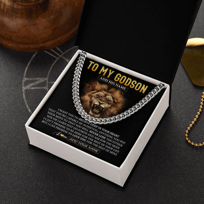 Cuban Link Chain Necklace Stainless Steel | 2 | Personalized To My Godson Gifts Necklace From Uncle Aunt Believe In Your Heart Lion Godson Birthday Gifts Graduation Christmas Custom Gift Box Message Card | https://teecentury.