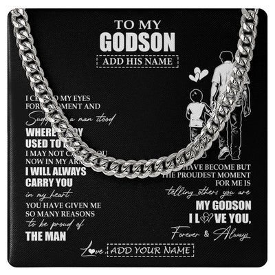 Cuban Link Chain Necklace Stainless Steel | 1 | Personalized To My Godson Gifts Necklace From Uncle I Closed My Eyes For A Moment Godson Birthday Graduation Christmas Customized Gift Box Message Card | teecentury.myshopify