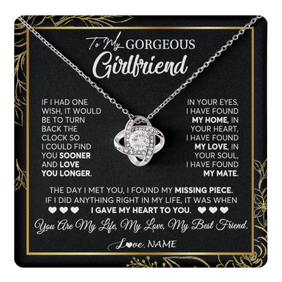 Love Knot Necklace 14K White Gold Finish | 1 | Personalized To My Gorgeous Girlfriend Necklace From Boyfriend My Life My Love Girlfriend Birthday Anniversary Valentines Day Customized Gift Box Message Card | teecentury