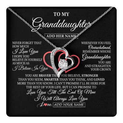 Forever Love Necklace 14K White Gold Finish | 1 | Personalized To My Granddaughter Birthday Gifts From Granparents Always Love You Granddaughter Gifts Necklace Jewelry Christmas Custom Gift Box Message Card | teecentury.myshopify