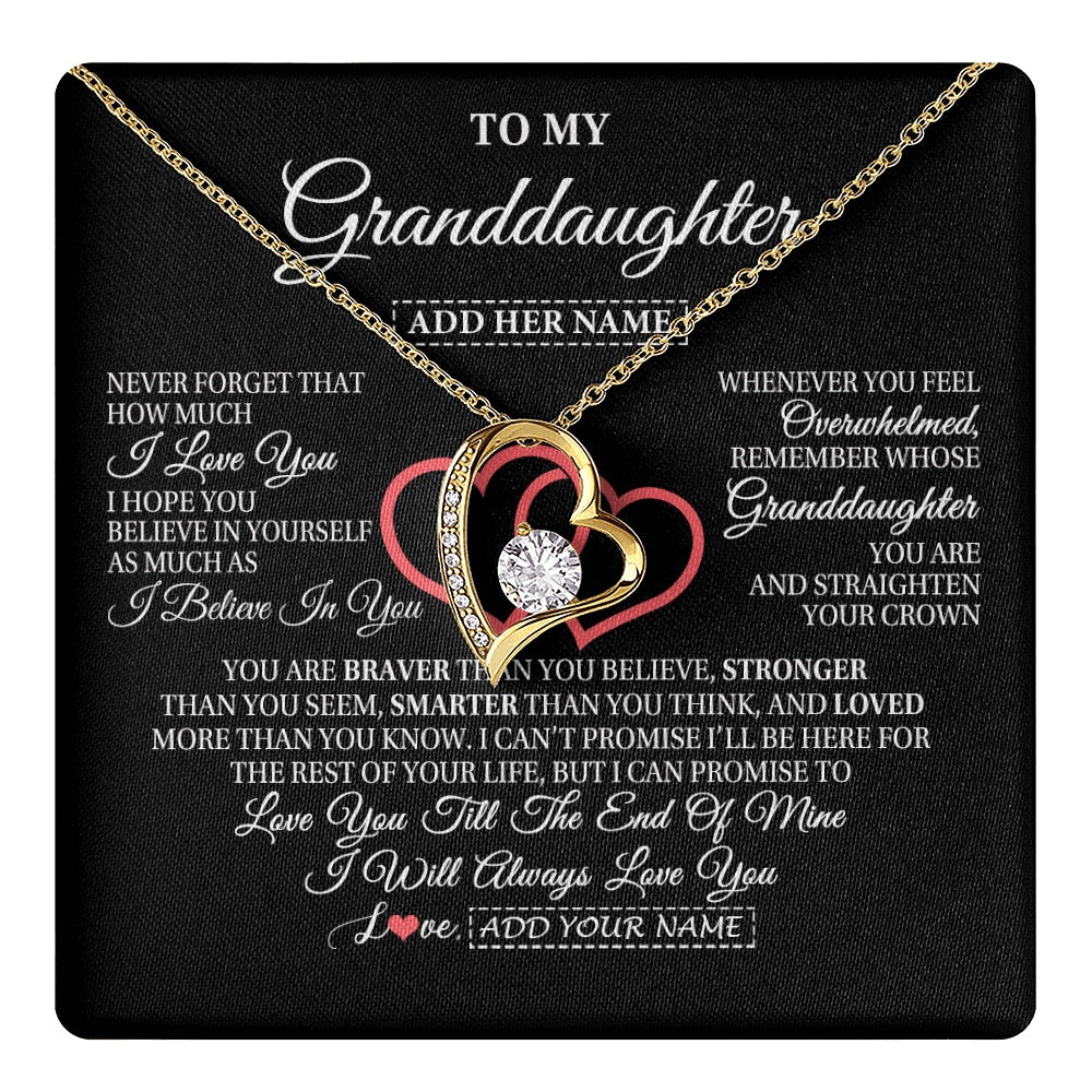Forever Love Necklace 18K Yellow Gold Finish | 1 | Personalized To My Granddaughter Birthday Gifts From Granparents Always Love You Granddaughter Gifts Necklace Jewelry Christmas Custom Gift Box Message Card | teecentury.myshopify