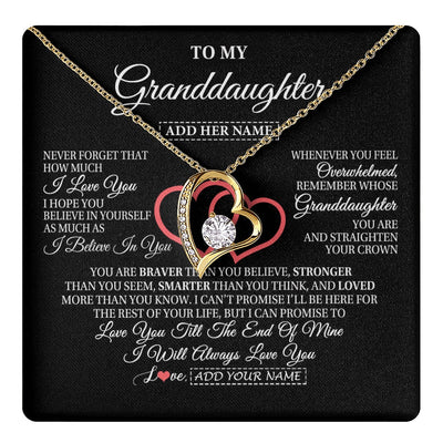 Forever Love Necklace 18K Yellow Gold Finish | 1 | Personalized To My Granddaughter Birthday Gifts From Granparents Always Love You Granddaughter Gifts Necklace Jewelry Christmas Custom Gift Box Message Card | teecentury.myshopify