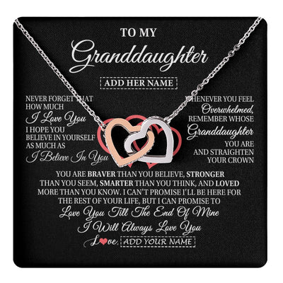 Interlocking Hearts Necklace Stainless Steel & Rose Gold Finish | 1 | Personalized To My Granddaughter Birthday Gifts From Granparents Always Love You Granddaughter Gifts Necklace Jewelry Christmas Custom Gift Box Message Card | teecentury.myshopify