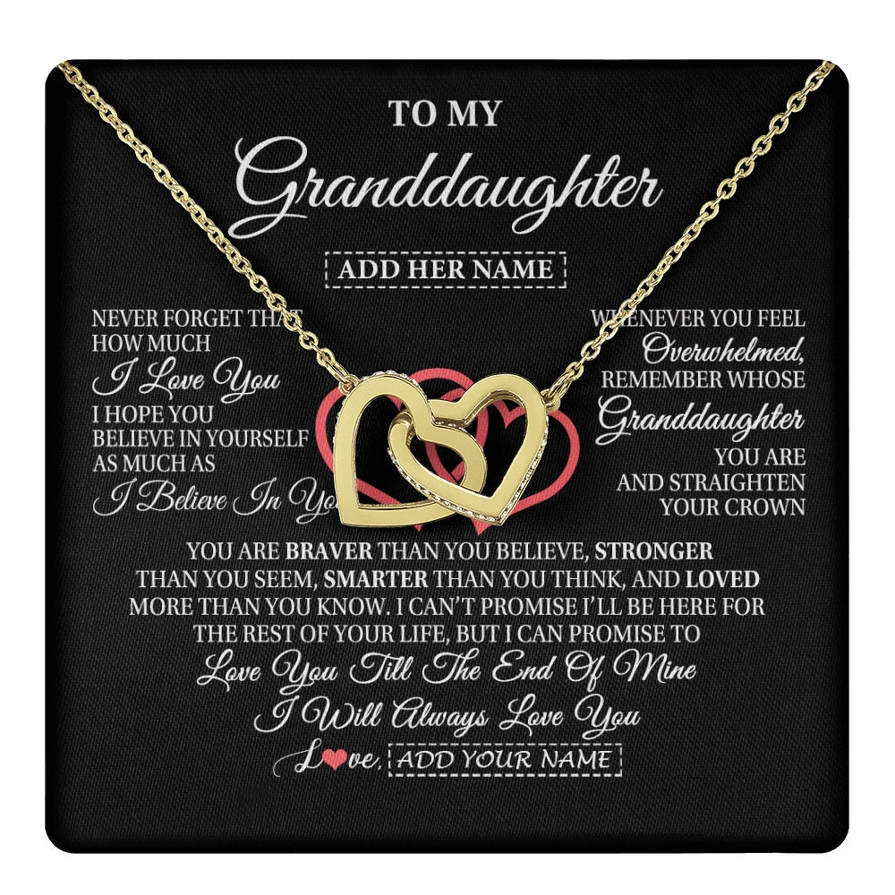 Interlocking Hearts Necklace 18K Yellow Gold Finish | 1 | Personalized To My Granddaughter Birthday Gifts From Granparents Always Love You Granddaughter Gifts Necklace Jewelry Christmas Custom Gift Box Message Card | teecentury.myshopify