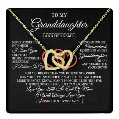 Interlocking Hearts Necklace 18K Yellow Gold Finish | 1 | Personalized To My Granddaughter Birthday Gifts From Granparents Always Love You Granddaughter Gifts Necklace Jewelry Christmas Custom Gift Box Message Card | teecentury.myshopify