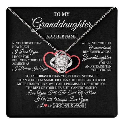 Love Knot Necklace 14K White Gold Finish | 1 | Personalized To My Granddaughter Birthday Gifts From Granparents Always Love You Granddaughter Gifts Necklace Jewelry Christmas Custom Gift Box Message Card | teecentury.myshopify