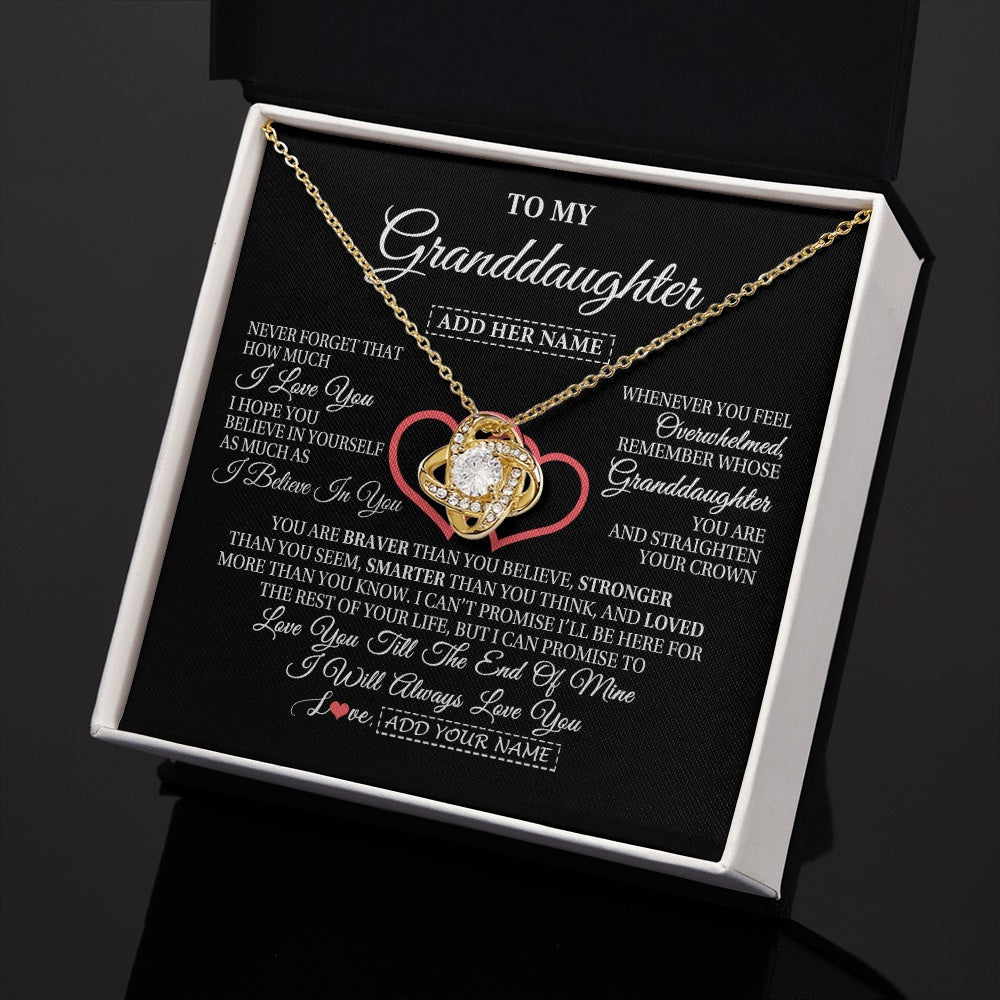 Love Knot Necklace 18K Yellow Gold Finish | 2 | Personalized To My Granddaughter Birthday Gifts From Granparents Always Love You Granddaughter Gifts Necklace Jewelry Christmas Custom Gift Box Message Card | teecentury.myshopify
