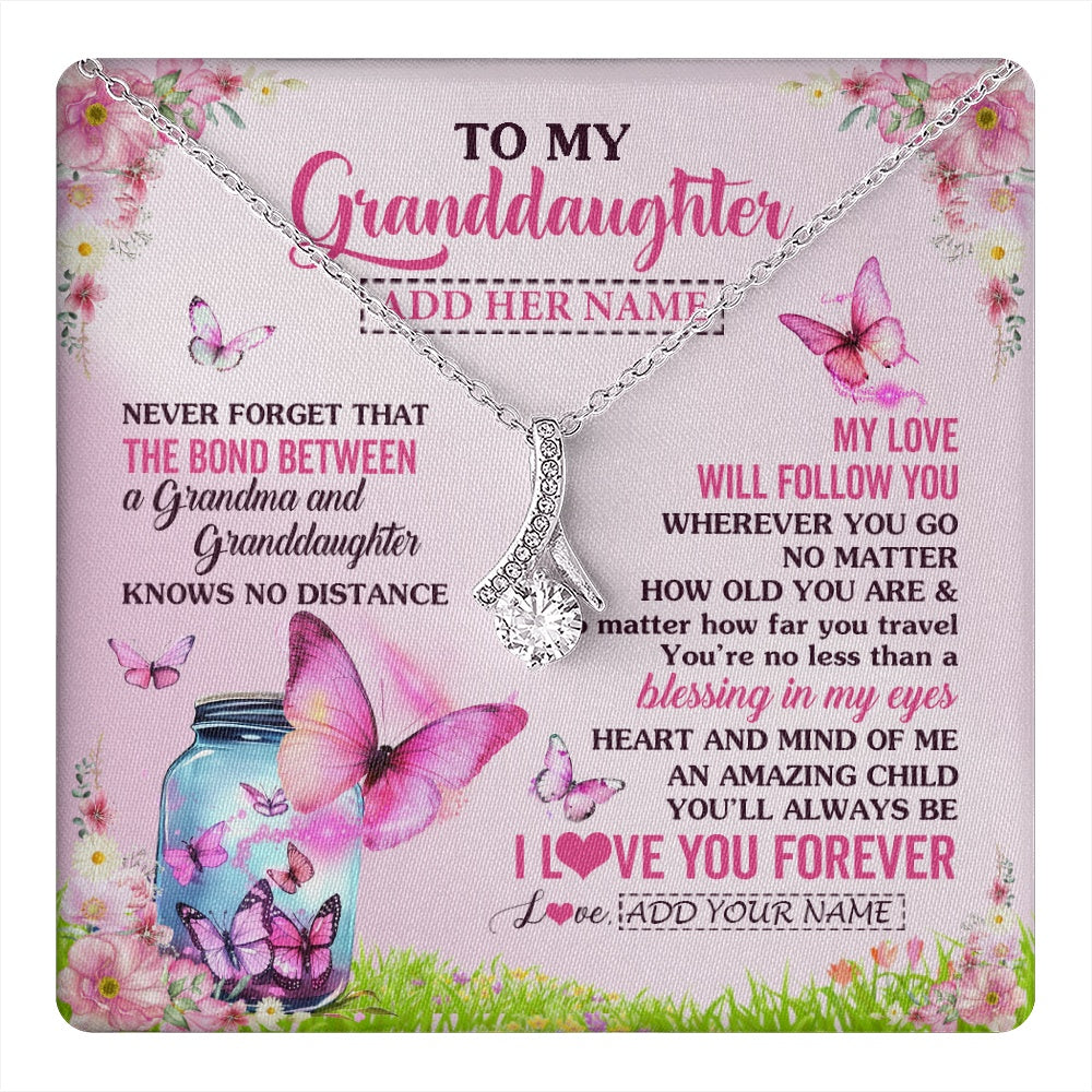 Alluring Beauty Necklace 14K White Gold Finish | 1 | Personalized To My Granddaughter Butterfly Necklace From Grandma The Bond Between Granddaughter Birthday Gifts Graduation Christmas Gift Box Message Card | https://teecentury.