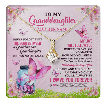 Alluring Beauty Necklace 18K Yellow Gold Finish | 1 | Personalized To My Granddaughter Butterfly Necklace From Grandma The Bond Between Granddaughter Birthday Gifts Graduation Christmas Gift Box Message Card | https://teecentury.