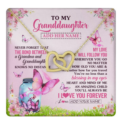 Interlocking Hearts Necklace 18K Yellow Gold Finish | 1 | Personalized To My Granddaughter Butterfly Necklace From Grandma The Bond Between Granddaughter Birthday Gifts Graduation Christmas Gift Box Message Card | https://teecentury.