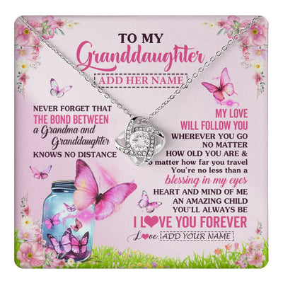 Love Knot Necklace 14K White Gold Finish | 1 | Personalized To My Granddaughter Butterfly Necklace From Grandma The Bond Between Granddaughter Birthday Gifts Graduation Christmas Gift Box Message Card | https://teecentury.