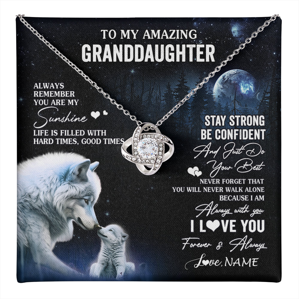 Love Knot Necklace 14K White Gold Finish | 1 | Personalized To My Granddaughter From Grandma Grandpa Necklace Moon Wolf Granddaughter Birthday Gifts Jewelry Christmas Customized Gift Box Message Card | teecentury