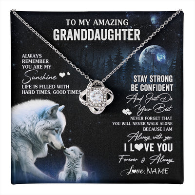 Love Knot Necklace 14K White Gold Finish | 1 | Personalized To My Granddaughter From Grandma Grandpa Necklace Moon Wolf Granddaughter Birthday Gifts Jewelry Christmas Customized Gift Box Message Card | teecentury