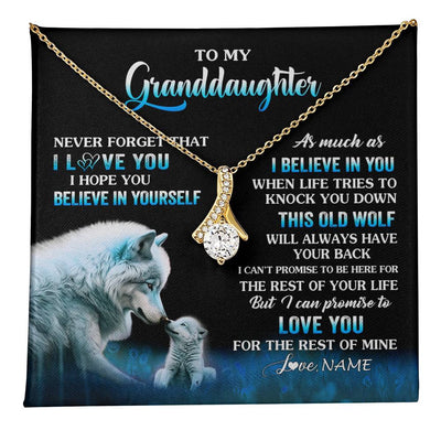 Alluring Beauty Necklace 18K Yellow Gold Finish | 1 | Personalized To My Granddaughter From Grandma Grandpa Necklace This Old Wolf Love Granddaughter Birthday Jewelry Christmas Customized Gift Box Message Card | teecentury