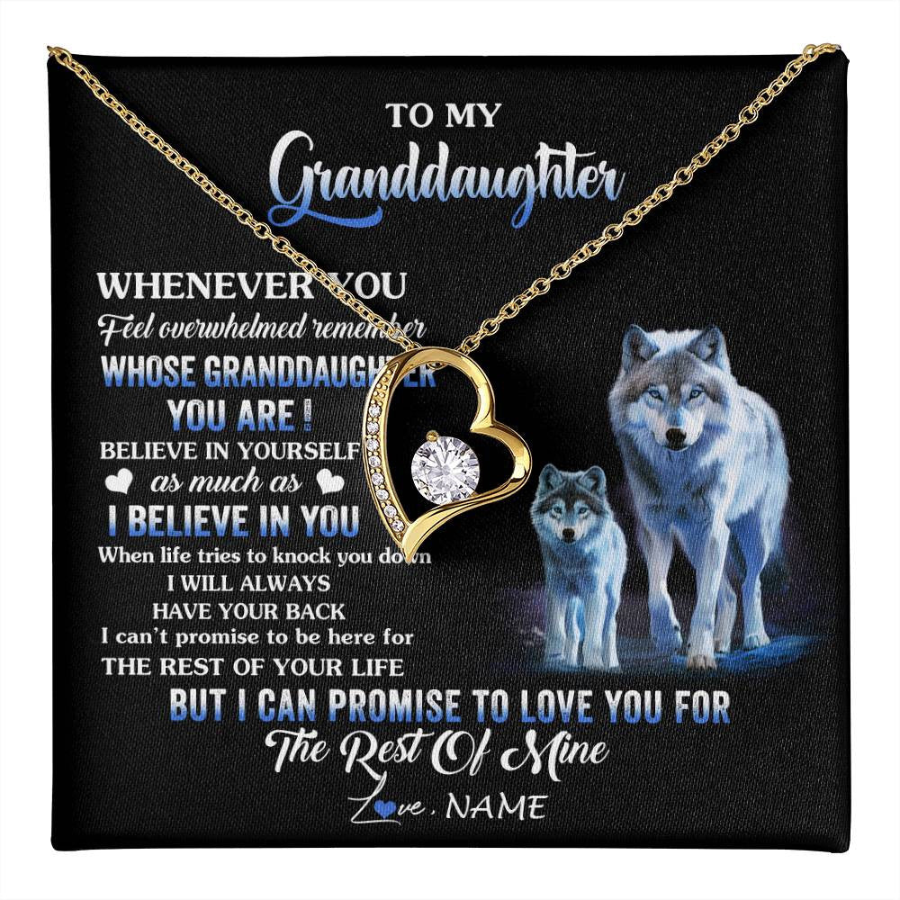 Forever Love Necklace 18K Yellow Gold Finish | 1 | Personalized To My Granddaughter From Grandma Grandpa Necklace Whenever You Feel Wolf Granddaughter Birthday Gifts Christmas Customized Gift Box Message Card | teecentury