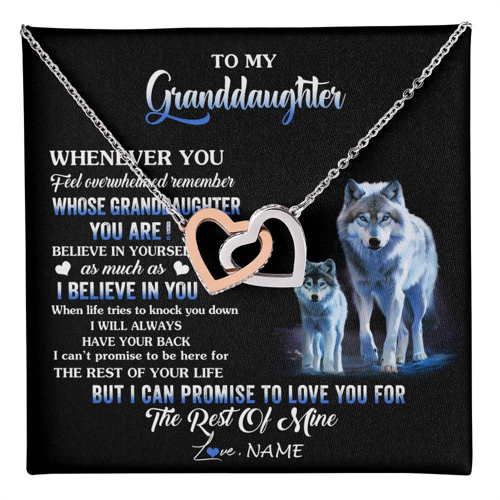 Interlocking Hearts Necklace Stainless Steel & Rose Gold Finish | 1 | Personalized To My Granddaughter From Grandma Grandpa Necklace Whenever You Feel Wolf Granddaughter Birthday Gifts Christmas Customized Gift Box Message Card | teecentury