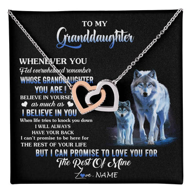 Interlocking Hearts Necklace Stainless Steel & Rose Gold Finish | 1 | Personalized To My Granddaughter From Grandma Grandpa Necklace Whenever You Feel Wolf Granddaughter Birthday Gifts Christmas Customized Gift Box Message Card | teecentury