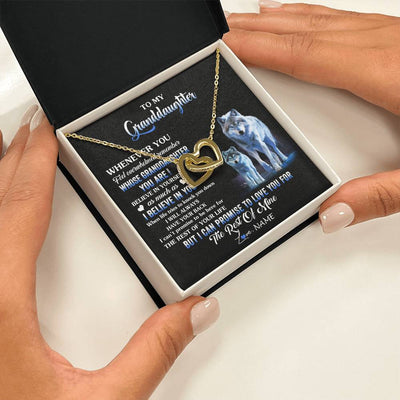 Interlocking Hearts Necklace 18K Yellow Gold Finish | 2 | Personalized To My Granddaughter From Grandma Grandpa Necklace Whenever You Feel Wolf Granddaughter Birthday Gifts Christmas Customized Gift Box Message Card | teecentury