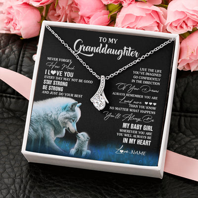 Alluring Beauty Necklace 14K White Gold Finish | 2 | Personalized To My Granddaughter From Grandma Grandpa Necklace Wolf Never Forget How Much I Love You Birthday Gifts Christmas Customized Gift Box Message Card | teecentury