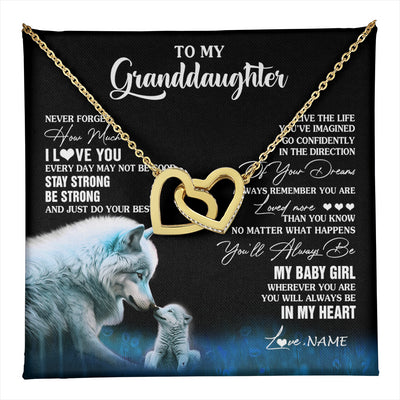 Interlocking Hearts Necklace 18K Yellow Gold Finish | 1 | Personalized To My Granddaughter From Grandma Grandpa Necklace Wolf Never Forget How Much I Love You Birthday Gifts Christmas Customized Gift Box Message Card | teecentury