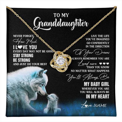Love Knot Necklace 18K Yellow Gold Finish | 1 | Personalized To My Granddaughter From Grandma Grandpa Necklace Wolf Never Forget How Much I Love You Birthday Gifts Christmas Customized Gift Box Message Card | teecentury