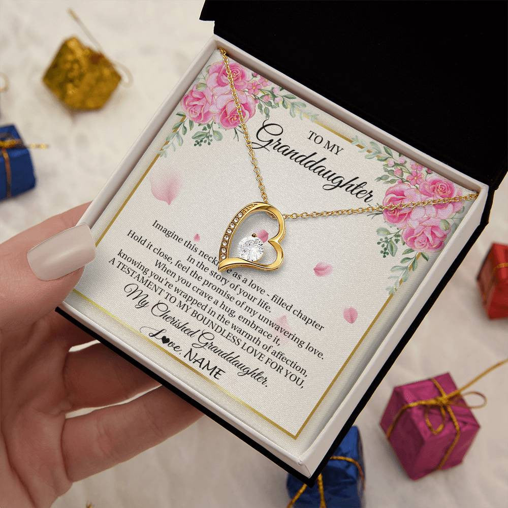 Forever Love Necklace 18K Yellow Gold Finish | 2 | Personalized To My Granddaughter From Grandma Imagine This Necklace As A Love Granddaughter Birthday Graduation Christmas Customized Gift Box Message Card | teecentury