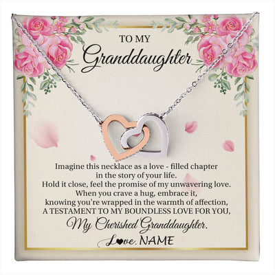 Interlocking Hearts Necklace Stainless Steel & Rose Gold Finish | 1 | Personalized To My Granddaughter From Grandma Imagine This Necklace As A Love Granddaughter Birthday Graduation Christmas Customized Gift Box Message Card | teecentury