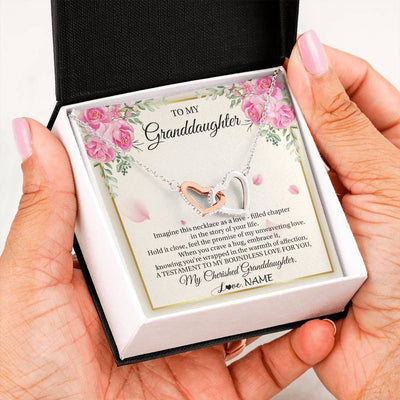 Interlocking Hearts Necklace Stainless Steel & Rose Gold Finish | 2 | Personalized To My Granddaughter From Grandma Imagine This Necklace As A Love Granddaughter Birthday Graduation Christmas Customized Gift Box Message Card | teecentury
