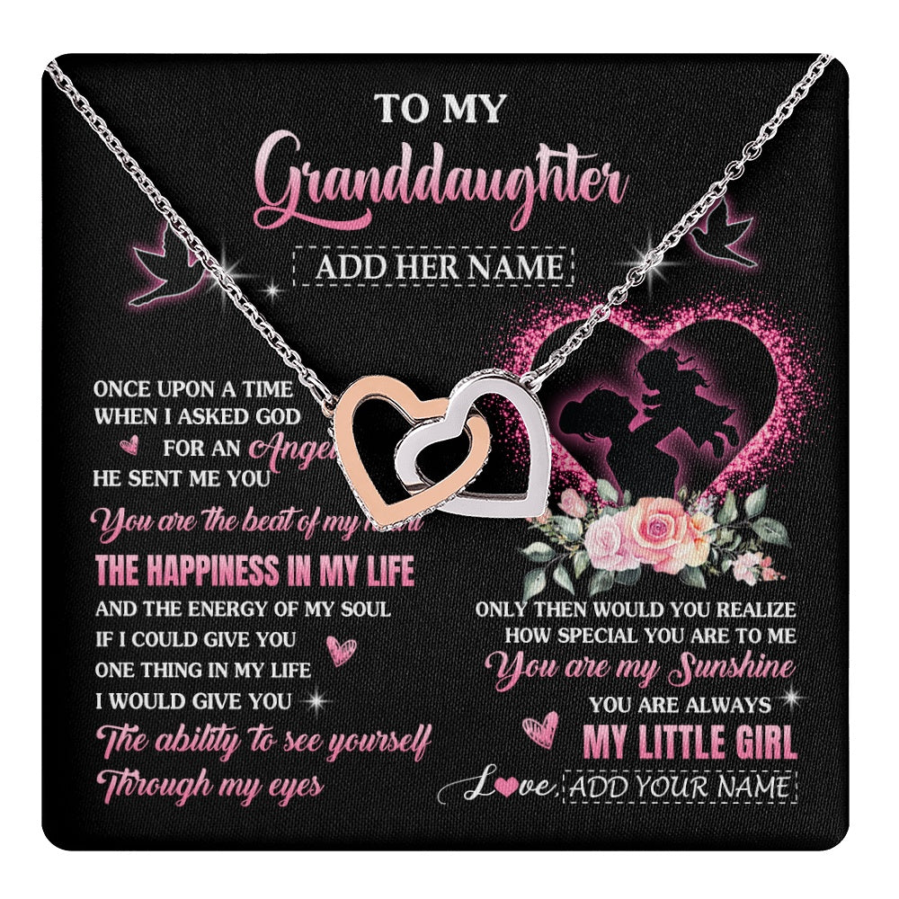 Interlocking Hearts Necklace Stainless Steel & Rose Gold Finish | 1 | Personalized To My Granddaughter From Grandma Nana Necklace Once Upon A Time Birthday Graduation Gifts For Granddaughter Gifts Christmas Gift Box Message Card | teecentury.myshopify