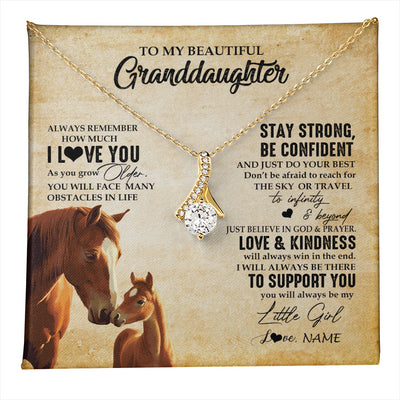 Alluring Beauty Necklace 18K Yellow Gold Finish | 1 | Personalized To My Granddaughter From Grandma Necklace Always Remember I Love You Horse Granddaughter Birthday Christmas Customized Gift Box Message Card | teecentury