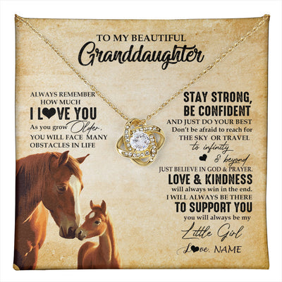 Love Knot Necklace 18K Yellow Gold Finish | 1 | Personalized To My Granddaughter From Grandma Necklace Always Remember I Love You Horse Granddaughter Birthday Christmas Customized Gift Box Message Card | teecentury