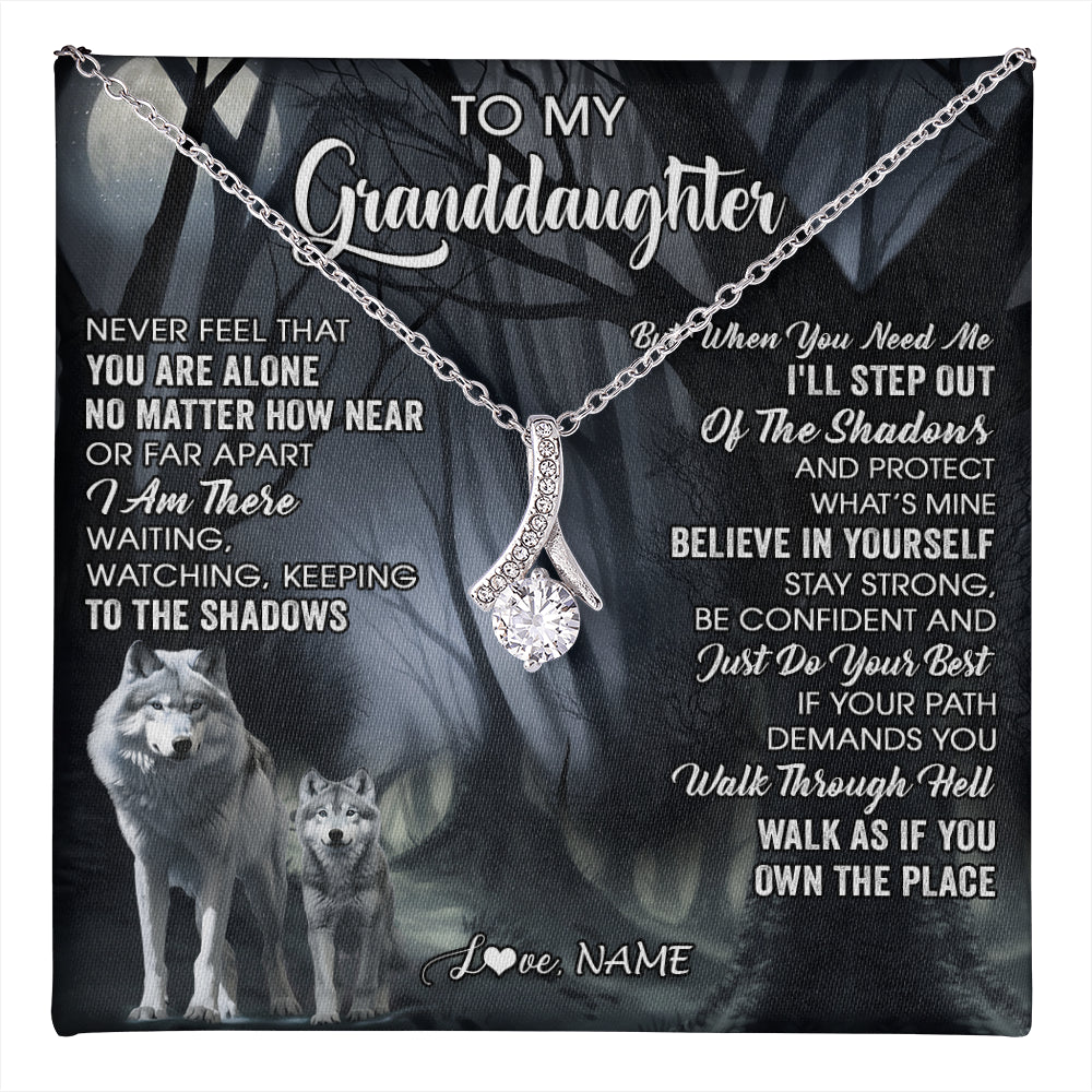 Alluring Beauty Necklace 14K White Gold Finish | 1 | Personalized To My Granddaughter From Grandma Necklace Never Feel That You Are Alone Wolf Birthday Gifts Jewelry Christmas Customized Gift Box Message Card | teecentury