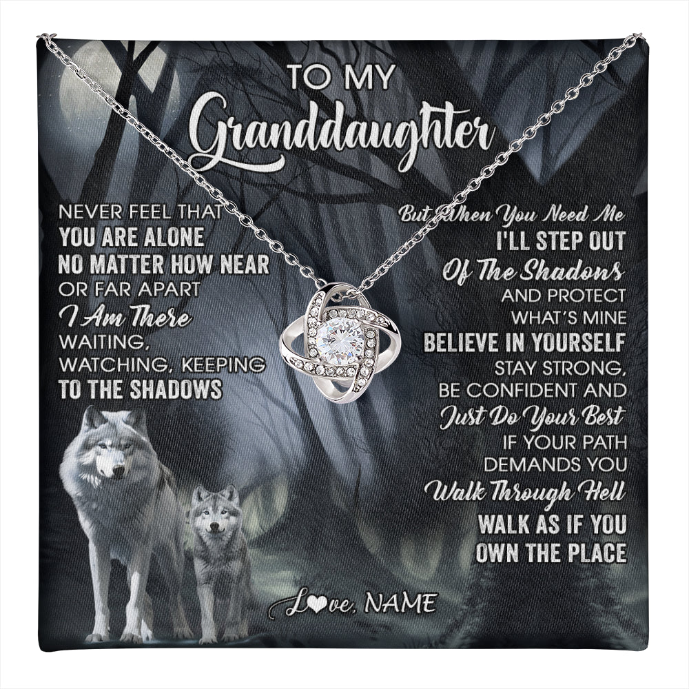 Love Knot Necklace 14K White Gold Finish | 1 | Personalized To My Granddaughter From Grandma Necklace Never Feel That You Are Alone Wolf Birthday Gifts Jewelry Christmas Customized Gift Box Message Card | teecentury