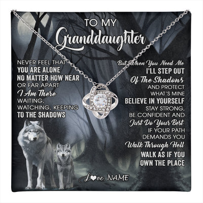 Love Knot Necklace 14K White Gold Finish | 1 | Personalized To My Granddaughter From Grandma Necklace Never Feel That You Are Alone Wolf Birthday Gifts Jewelry Christmas Customized Gift Box Message Card | teecentury