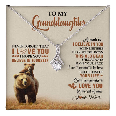 Alluring Beauty Necklace 14K White Gold Finish | 1 | Personalized To My Granddaughter From Grandma Necklace This Old Bear Love You Granddaughter Birthday Graduation Christmas Customized Gift Box Message Card | teecentury