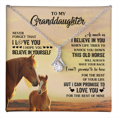 Alluring Beauty Necklace 14K White Gold Finish | 1 | Personalized To My Granddaughter From Grandma Necklace This Old Horse Love You Granddaughter Birthday Gifts Jewelry Christmas Customized Gift Box Message Card | teecentury