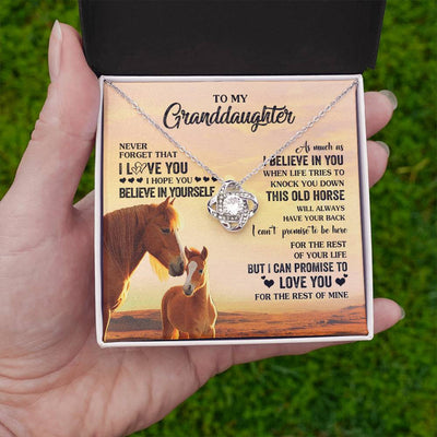 Love Knot Necklace 14K White Gold Finish | 2 | Personalized To My Granddaughter From Grandma Necklace This Old Horse Love You Granddaughter Birthday Gifts Jewelry Christmas Customized Gift Box Message Card | teecentury