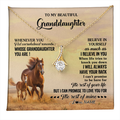 Alluring Beauty Necklace 18K Yellow Gold Finish | 1 | Personalized To My Granddaughter From Grandma Necklace Whenever You Feel Horse Granddaughter Birthday Gifts Jewelry Christmas Customized Gift Box Message Card | teecentury