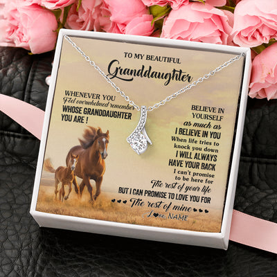 Alluring Beauty Necklace 14K White Gold Finish | 2 | Personalized To My Granddaughter From Grandma Necklace Whenever You Feel Horse Granddaughter Birthday Gifts Jewelry Christmas Customized Gift Box Message Card | teecentury