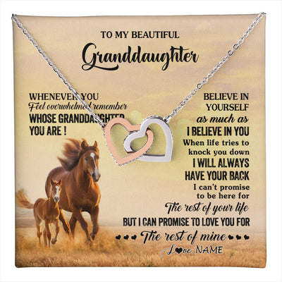 Interlocking Hearts Necklace Stainless Steel & Rose Gold Finish | 1 | Personalized To My Granddaughter From Grandma Necklace Whenever You Feel Horse Granddaughter Birthday Gifts Jewelry Christmas Customized Gift Box Message Card | teecentury