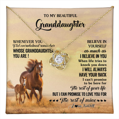 Love Knot Necklace 18K Yellow Gold Finish | 1 | Personalized To My Granddaughter From Grandma Necklace Whenever You Feel Horse Granddaughter Birthday Gifts Jewelry Christmas Customized Gift Box Message Card | teecentury