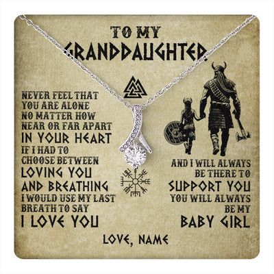 Alluring Beauty Necklace 14K White Gold Finish | 1 | Personalized To My Granddaughter From Grandpa Necklace Viking Never Feel That You Are Alone Viking Birthday Gifts Christmas Customized Gift Box Message Card | teecentury