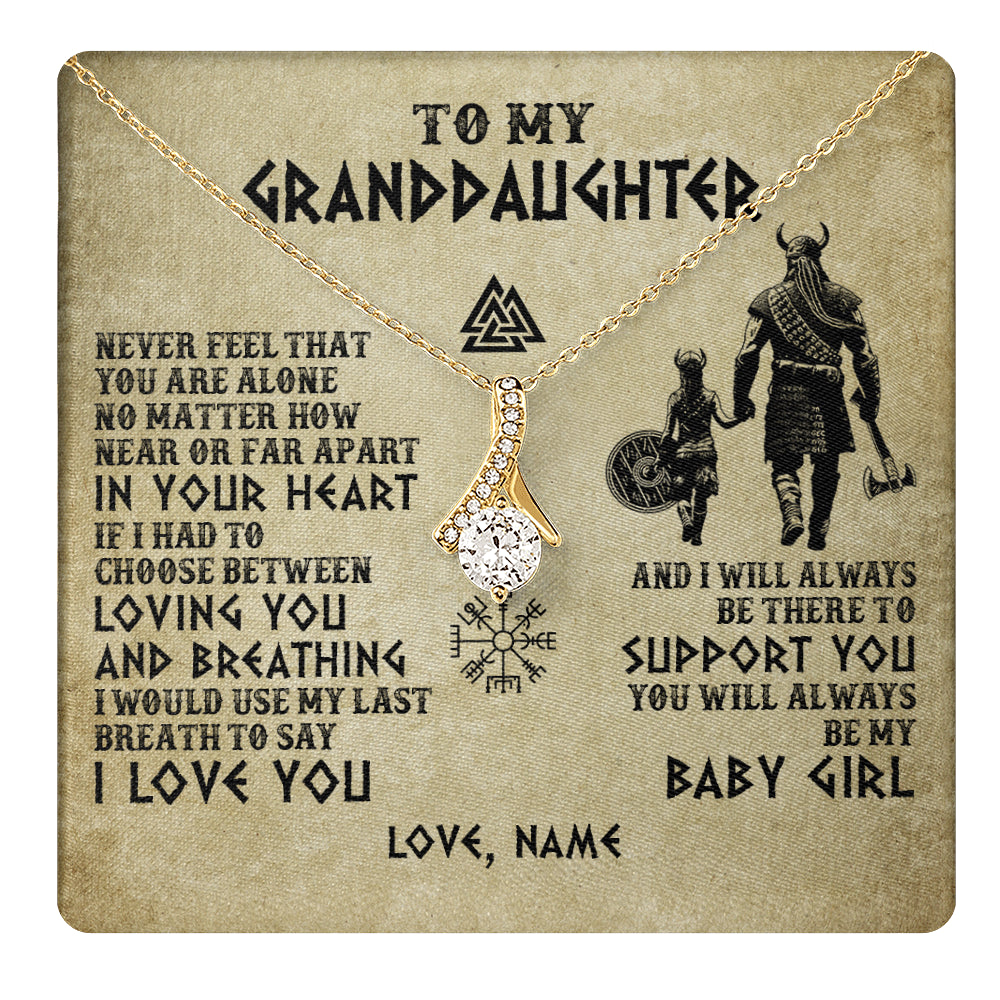 Alluring Beauty Necklace 18K Yellow Gold Finish | 1 | Personalized To My Granddaughter From Grandpa Necklace Viking Never Feel That You Are Alone Viking Birthday Gifts Christmas Customized Gift Box Message Card | teecentury