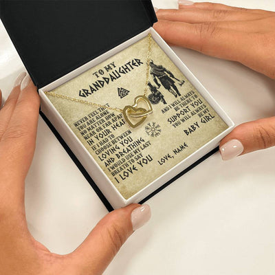 Interlocking Hearts Necklace 18K Yellow Gold Finish | 2 | Personalized To My Granddaughter From Grandpa Necklace Viking Never Feel That You Are Alone Viking Birthday Gifts Christmas Customized Gift Box Message Card | teecentury