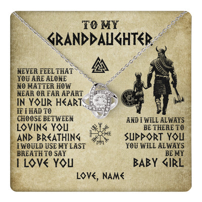 Love Knot Necklace 14K White Gold Finish | 1 | Personalized To My Granddaughter From Grandpa Necklace Viking Never Feel That You Are Alone Viking Birthday Gifts Christmas Customized Gift Box Message Card | teecentury