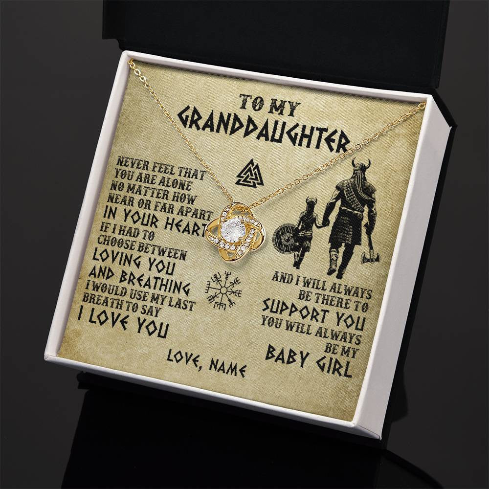 Love Knot Necklace 18K Yellow Gold Finish | 2 | Personalized To My Granddaughter From Grandpa Necklace Viking Never Feel That You Are Alone Viking Birthday Gifts Christmas Customized Gift Box Message Card | teecentury