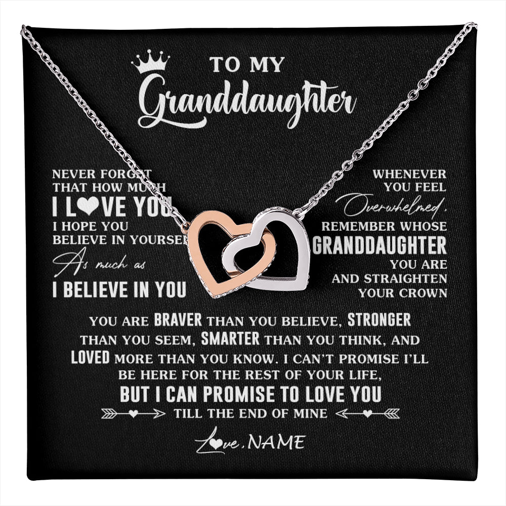 Interlocking Hearts Necklace Stainless Steel & Rose Gold Finish | 1 | Personalized To My Granddaughter Gifs From Grandma Necklace How Much I Love You Granddaughter Birthday Graduation Christmas Customized Gift Box Message Card | teecentury